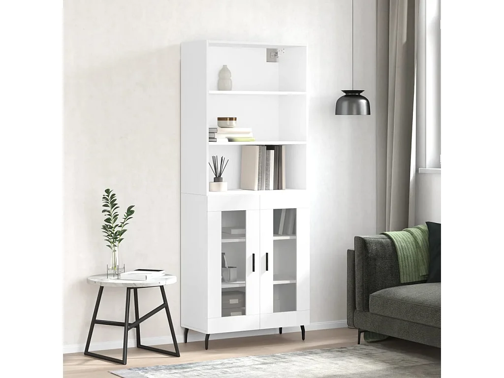 Buffet | Bahut | Meuble de rangement haut Blanc 69,5x34x180 cm Bois d'ingénierie