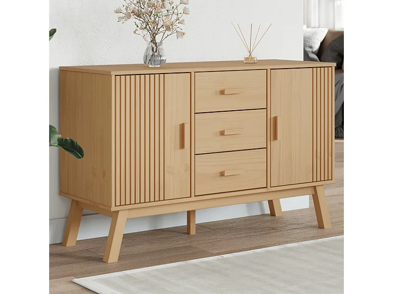 Buffet | Commode à tiroir | Meuble de rangement OLDEN marron 114x43x73,5 cm bois massif de pin
