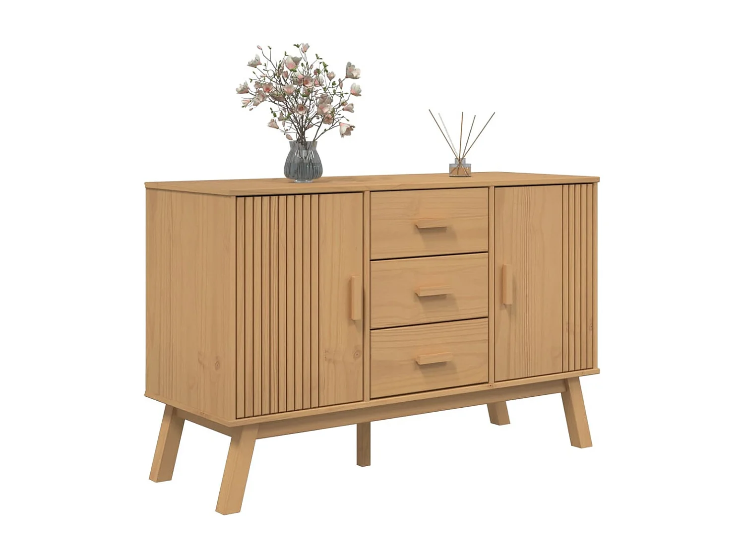 Buffet | Commode à tiroir | Meuble de rangement OLDEN marron 114x43x73,5 cm bois massif de pin