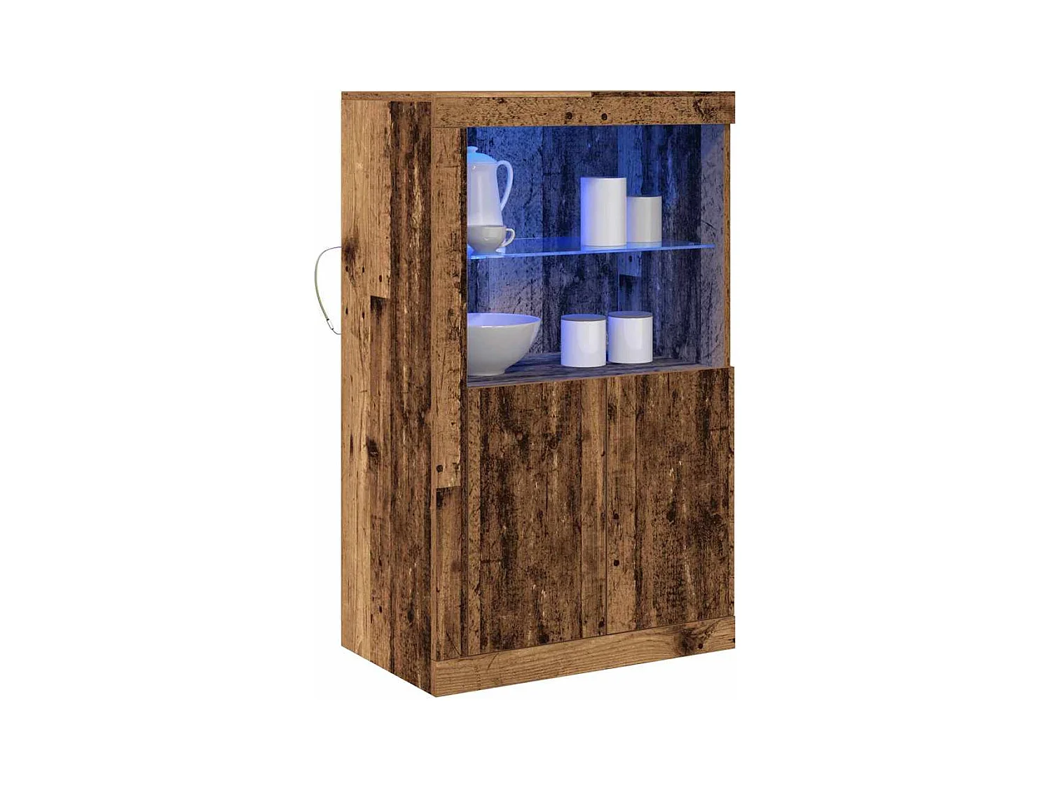 Buffet | Bahut | Meuble de rangement avec lumières LED en bois vieilli 60,5x37x100 cm