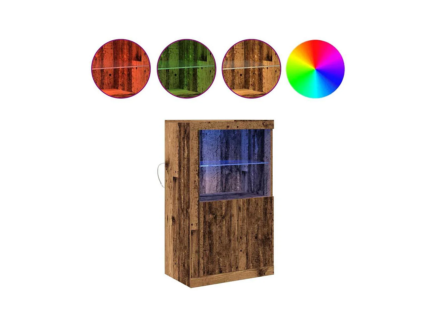 Buffet | Bahut | Meuble de rangement avec lumières LED en bois vieilli 60,5x37x100 cm