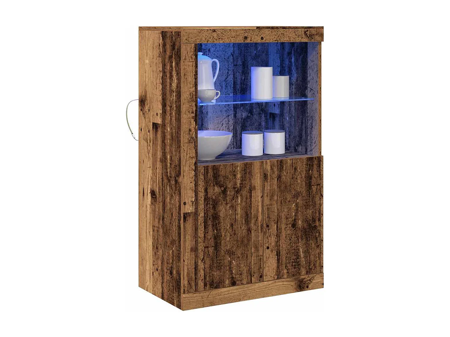 Buffet | Bahut | Meuble de rangement avec lumières LED en bois vieilli 60,5x37x100 cm