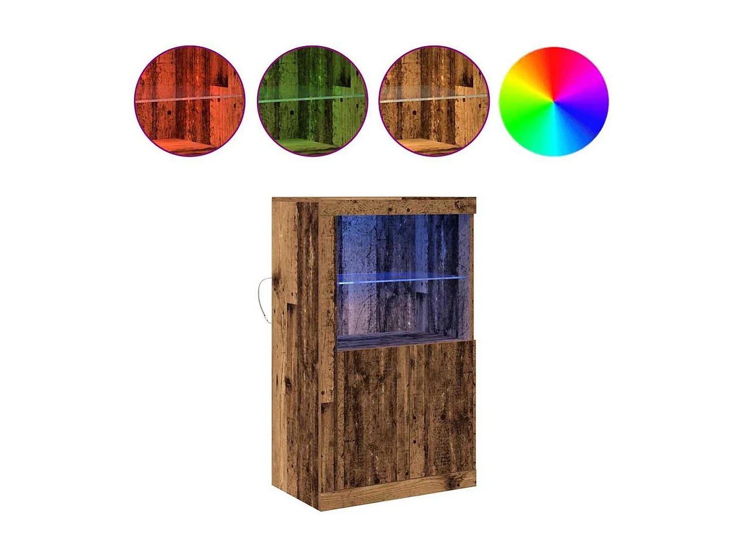 Buffet | Bahut | Meuble de rangement avec lumières LED en bois vieilli 60,5x37x100 cm