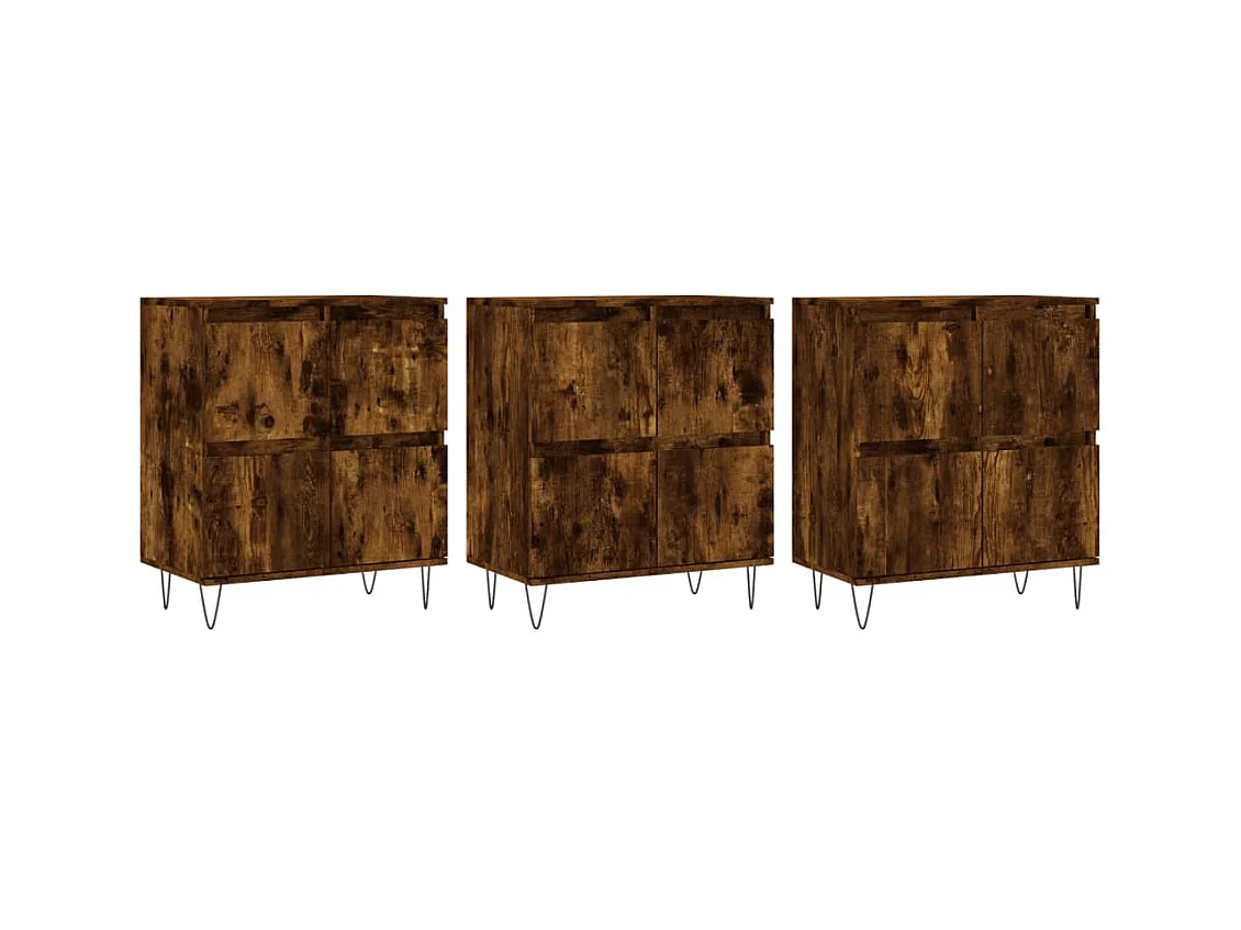 Credenze | Buffet | Armadi 3 pz Rovere Fumo in Legno Multistrato