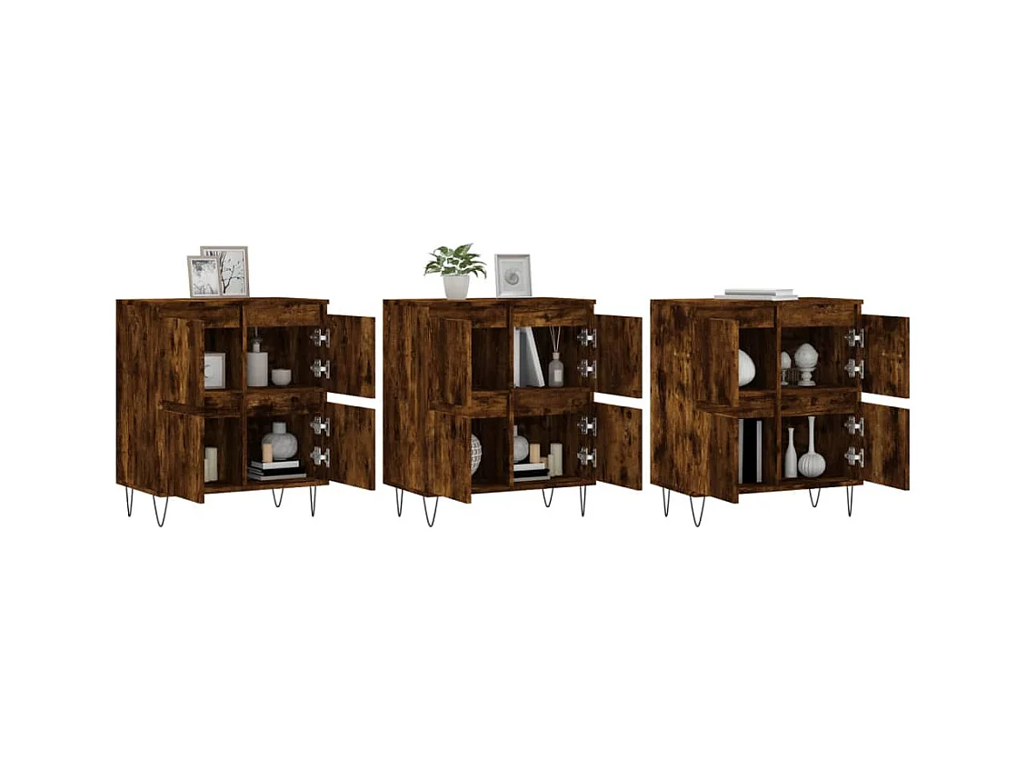 Credenze | Buffet | Armadi 3 pz Rovere Fumo in Legno Multistrato