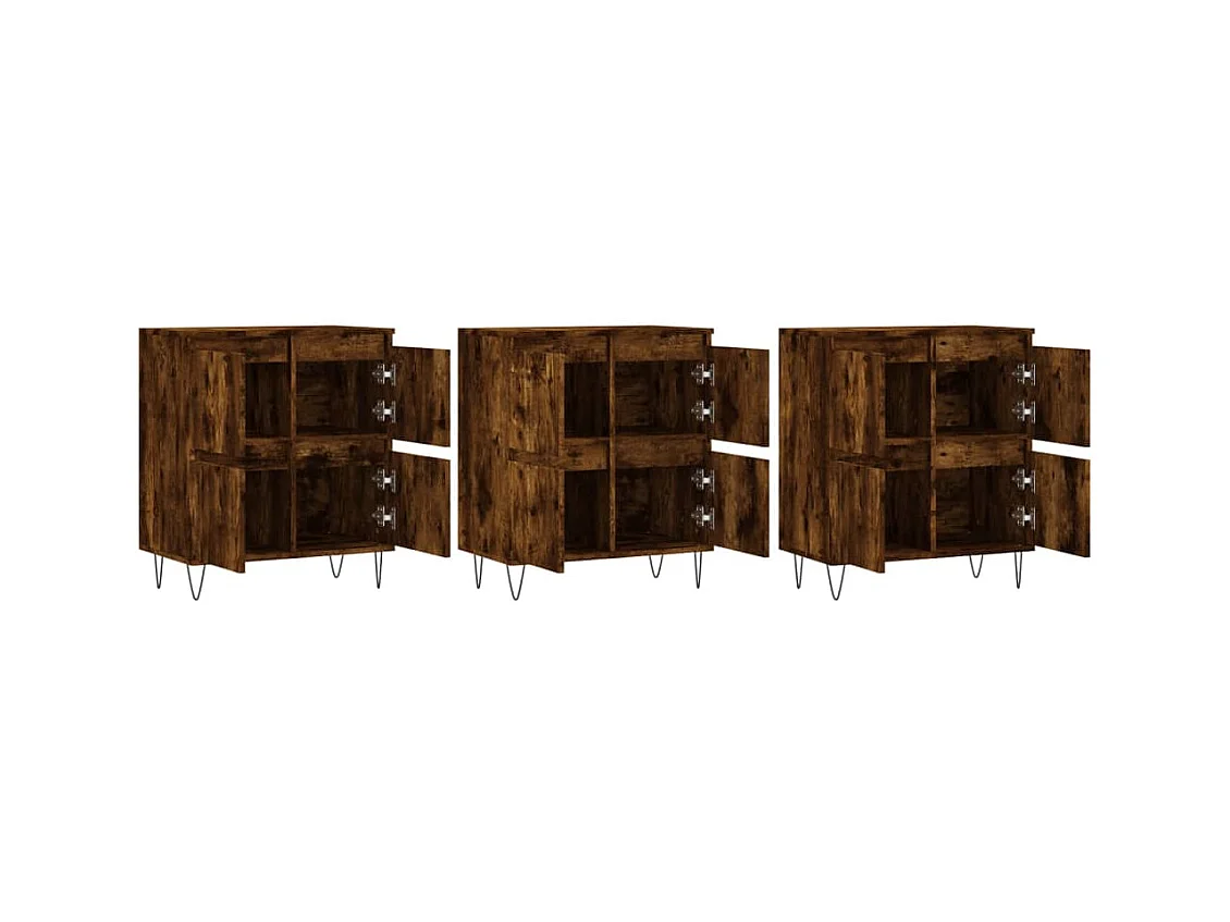 Credenze | Buffet | Armadi 3 pz Rovere Fumo in Legno Multistrato