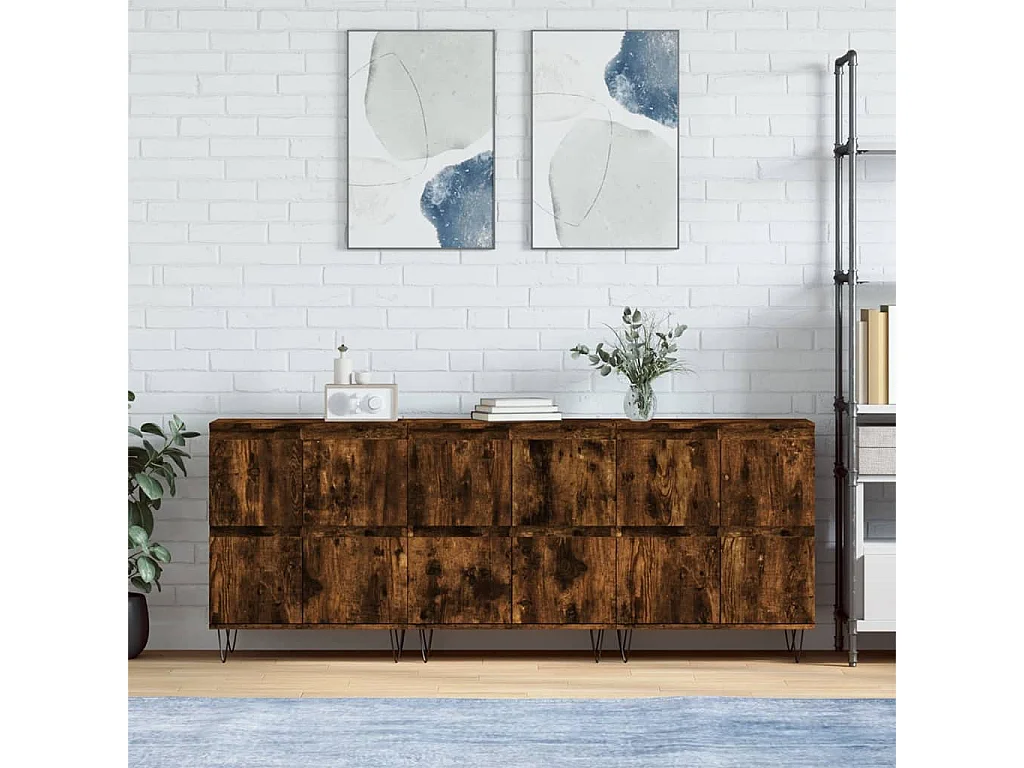 Buffets | Bahuts | Meuble de rangement 3 pcs Chêne fumé Bois d'ingénierie