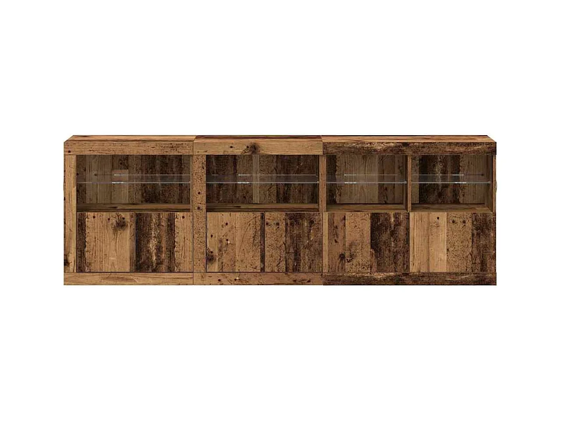 Buffet | Bahut | Meuble de rangement avec lumières LED en vieux bois 202x37x67 cm bois reconstitué