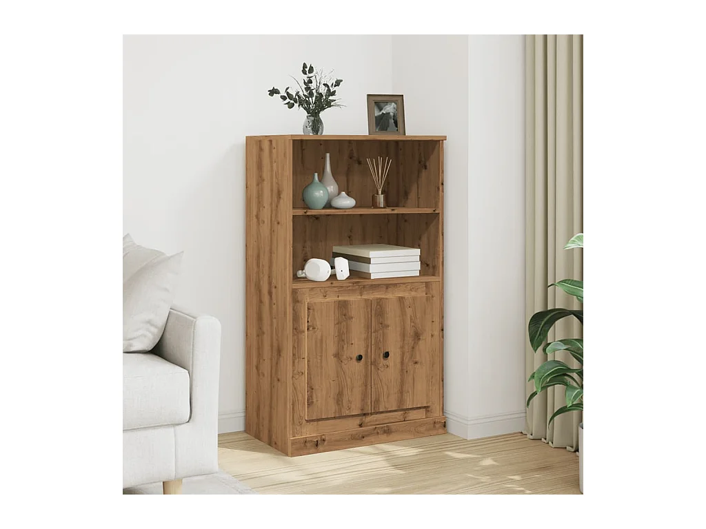 Buffet | Bahut | Meuble de rangement haut chêne artisanal 60x35,5x103,5 cm bois d'ingénierie