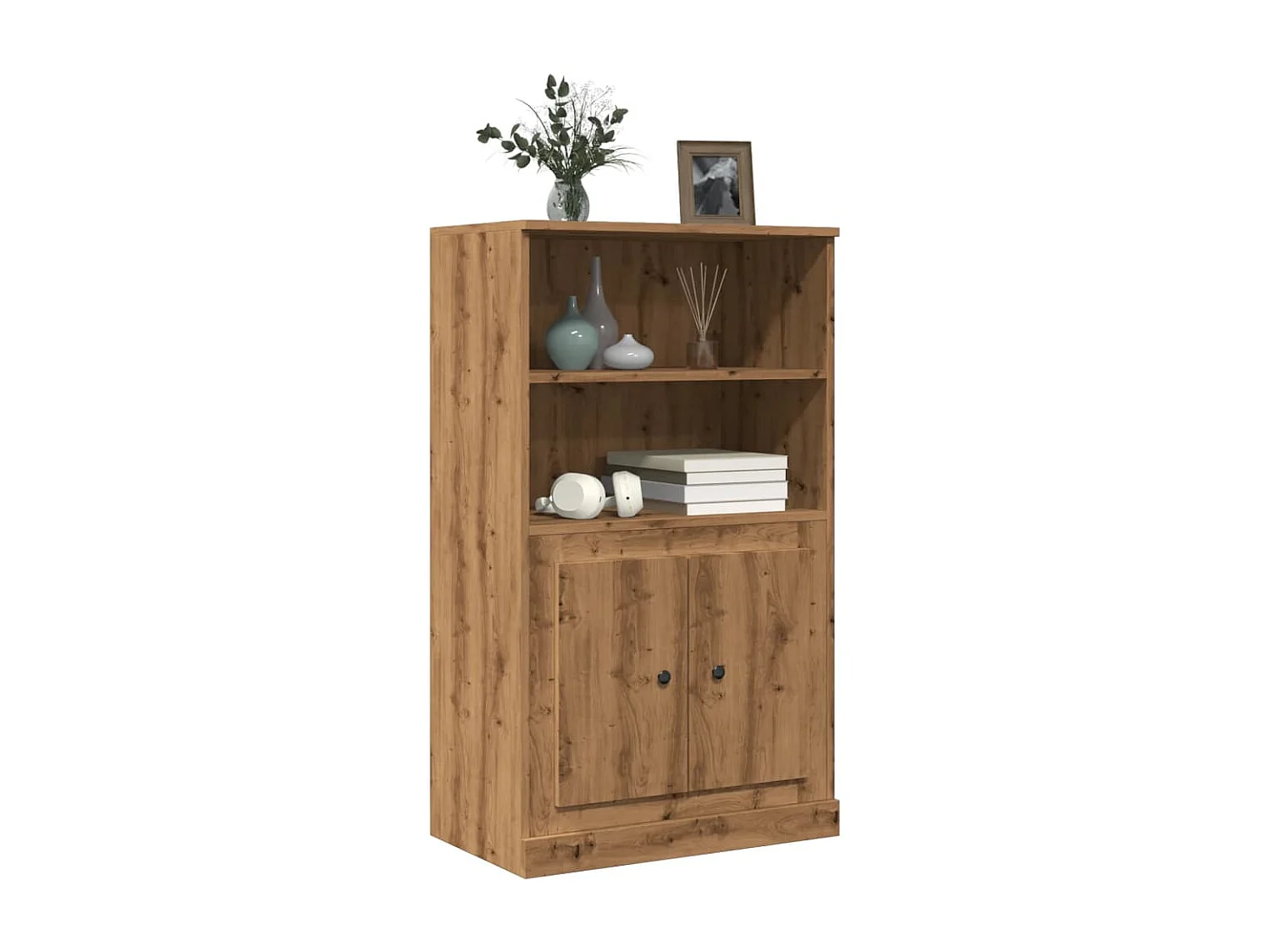 Buffet | Bahut | Meuble de rangement haut chêne artisanal 60x35,5x103,5 cm bois d'ingénierie