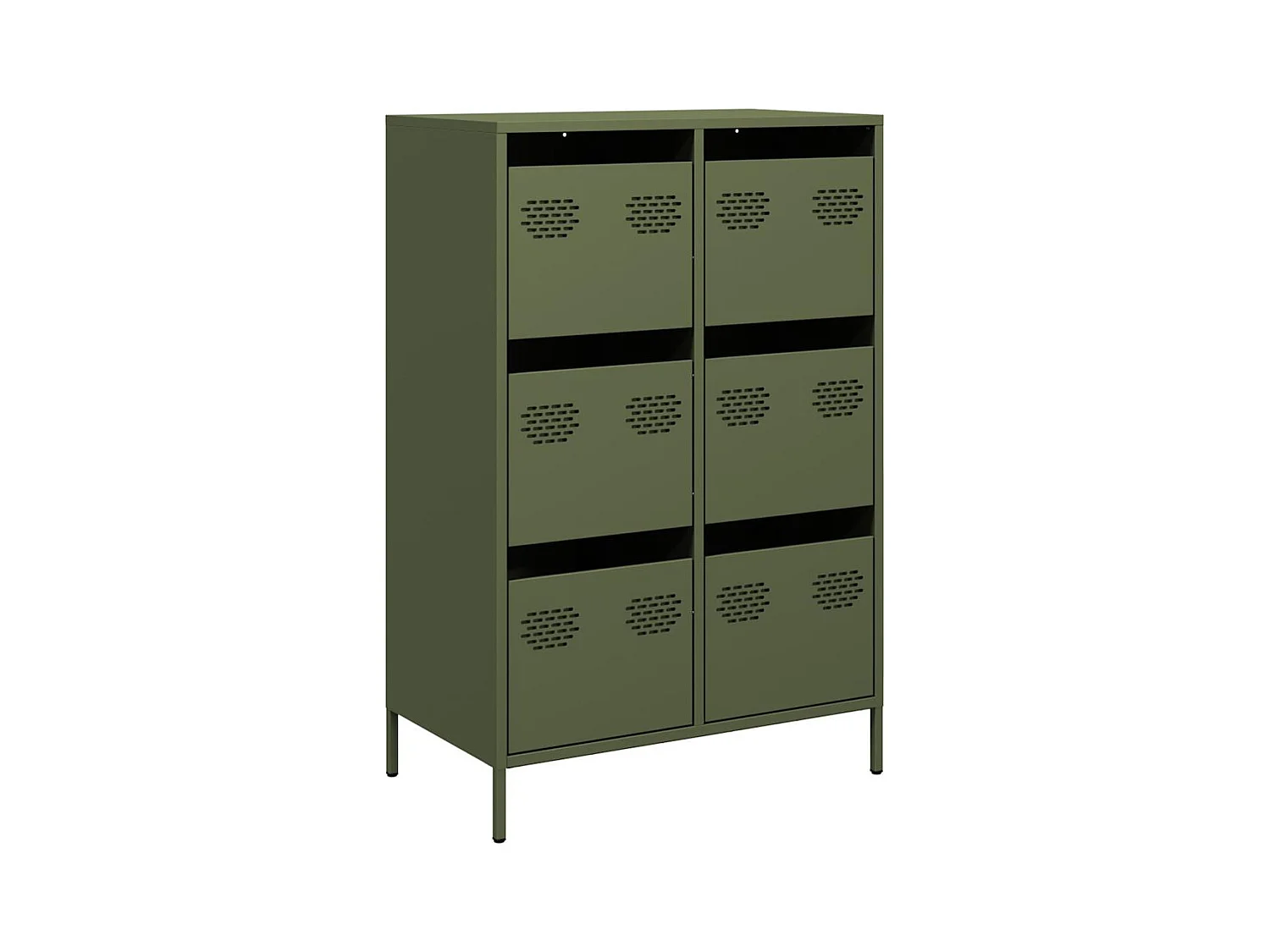 Buffet | Commode à tiroir | Meuble de rangement haut vert olive 68x39x101,5 cm acier