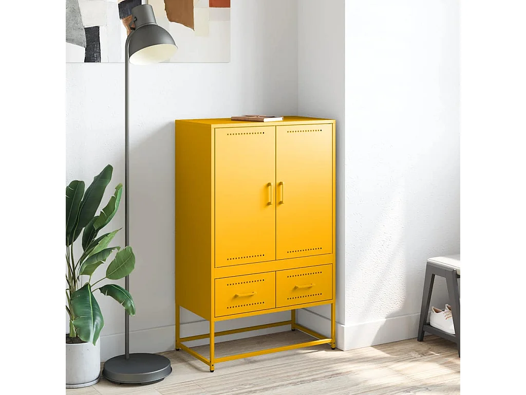 Credenza | Buffet | Armadio Giallo Senape 68x39x111,5 cm in Acciaio