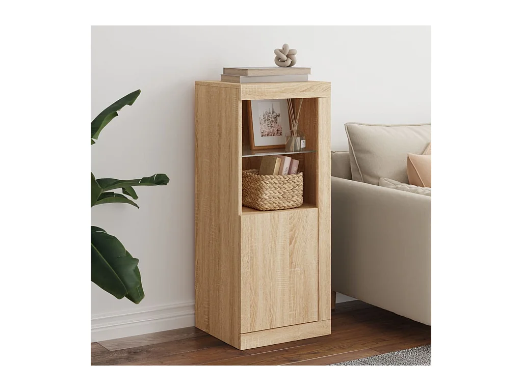 Buffet | Bahut | Meuble de rangement avec lumières LED chêne sonoma 41x37x100 cm