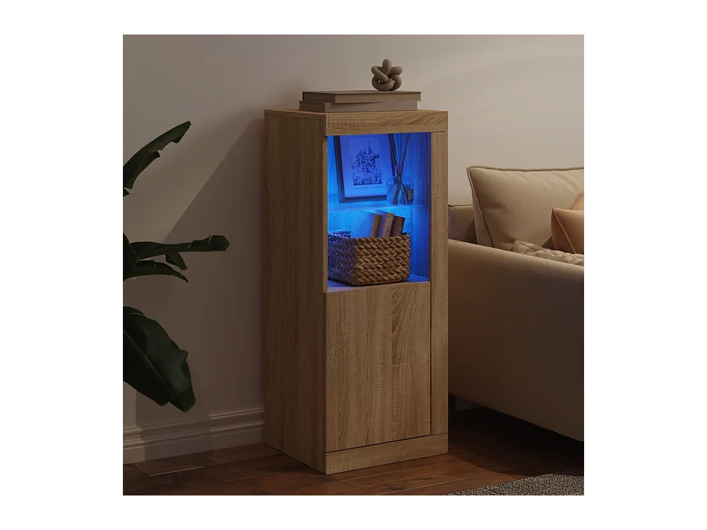 Buffet | Bahut | Meuble de rangement avec lumières LED chêne sonoma 41x37x100 cm