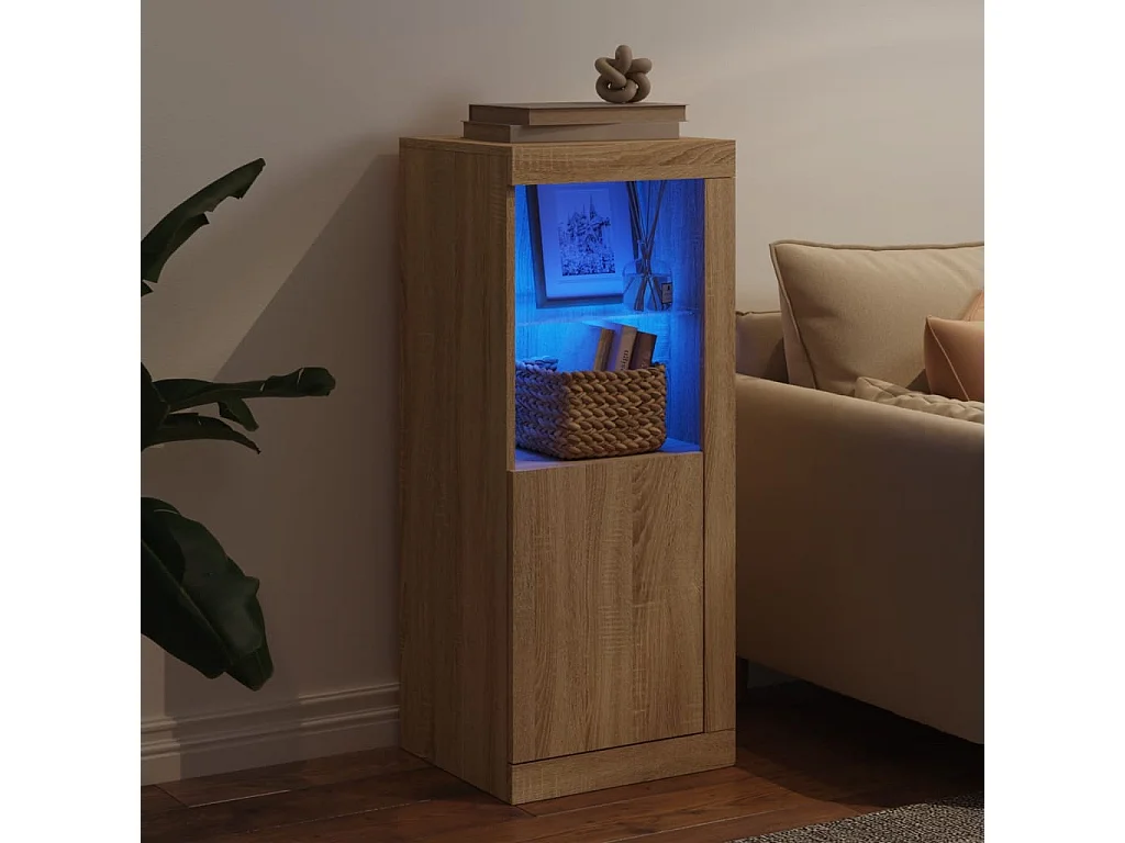 Buffet | Bahut | Meuble de rangement avec lumières LED chêne sonoma 41x37x100 cm
