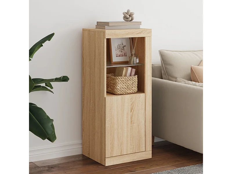 Buffet | Bahut | Meuble de rangement avec lumières LED chêne sonoma 41x37x100 cm