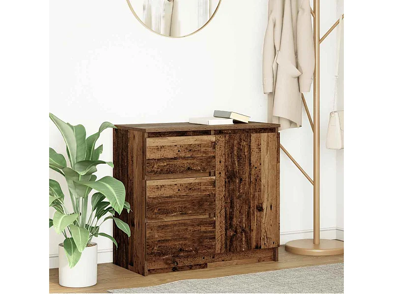 Credenza | Buffet | Armadio con Cassetto Legno Antico 71x35x65 cm in Truciolato