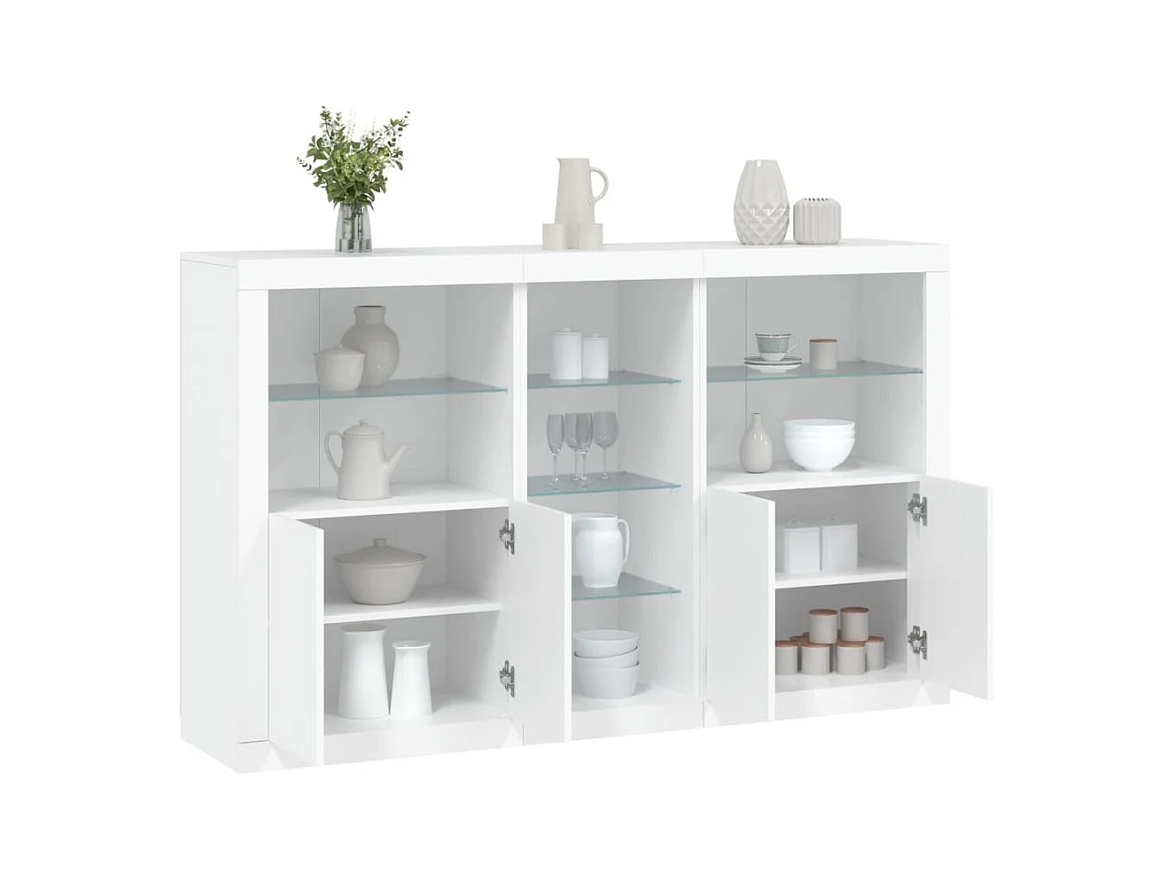 Buffet | Bahut | Meuble de rangement avec lumières LED blanc 162x37x100 cm