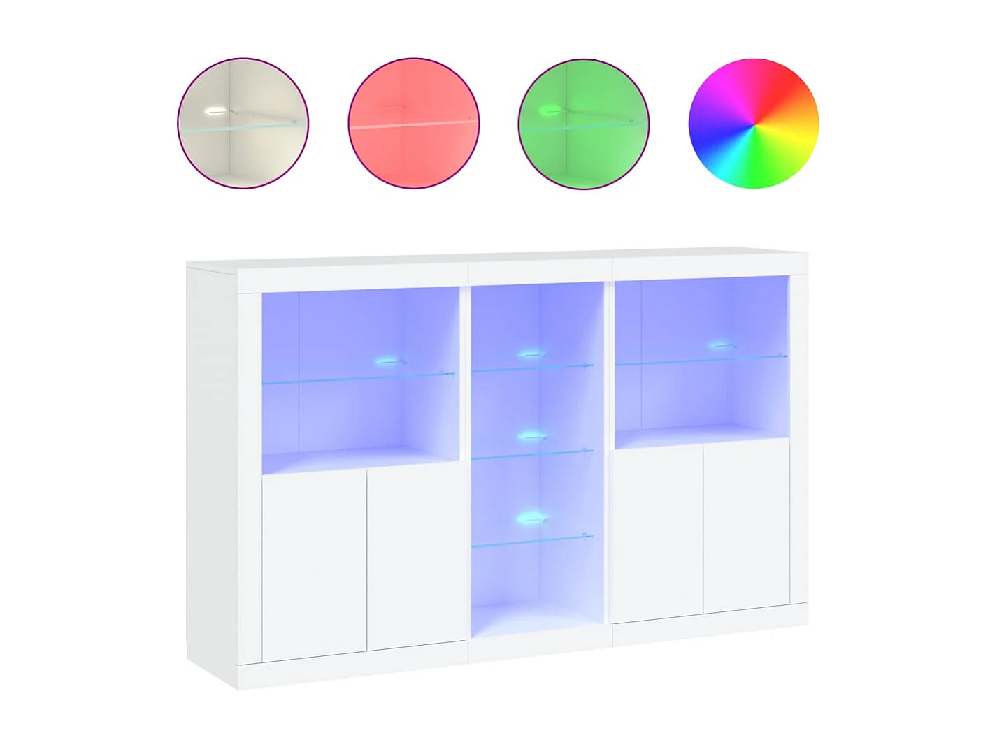 Buffet | Bahut | Meuble de rangement avec lumières LED blanc 162x37x100 cm