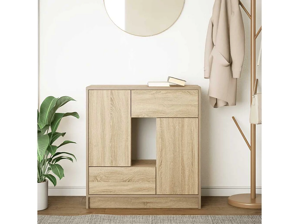 Buffet | Commode à tiroir | Meuble de rangement avec tiroirs et portes chêne sonoma 70,5x34x74,5 cm