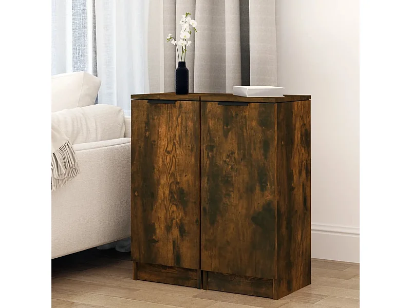 Credenze | Buffet | Armadi 2 pz Rovere Fumo 30x30x70 cm in Legno Multistrato