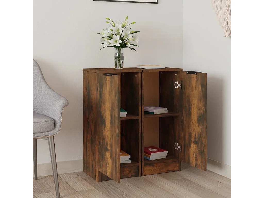 Credenze | Buffet | Armadi 2 pz Rovere Fumo 30x30x70 cm in Legno Multistrato