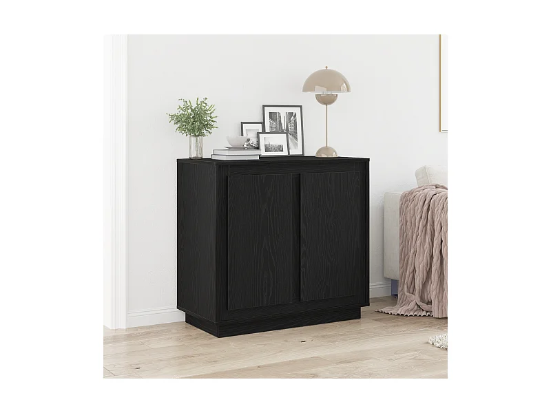 Buffet | Bahut | Meuble de rangement Noir Chêne 80x34x75 cm Bois d'ingénierie