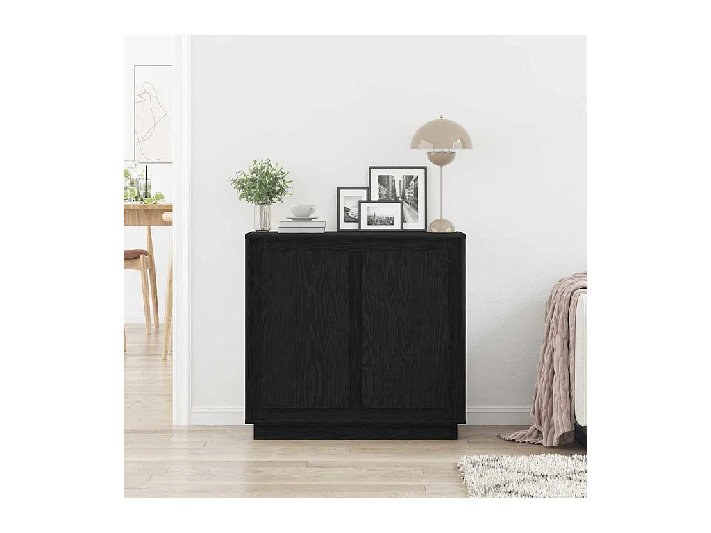Credenza | Buffet | Armadio in Rovere Nero 80x34x75 cm in Legno Ingegnerizzato