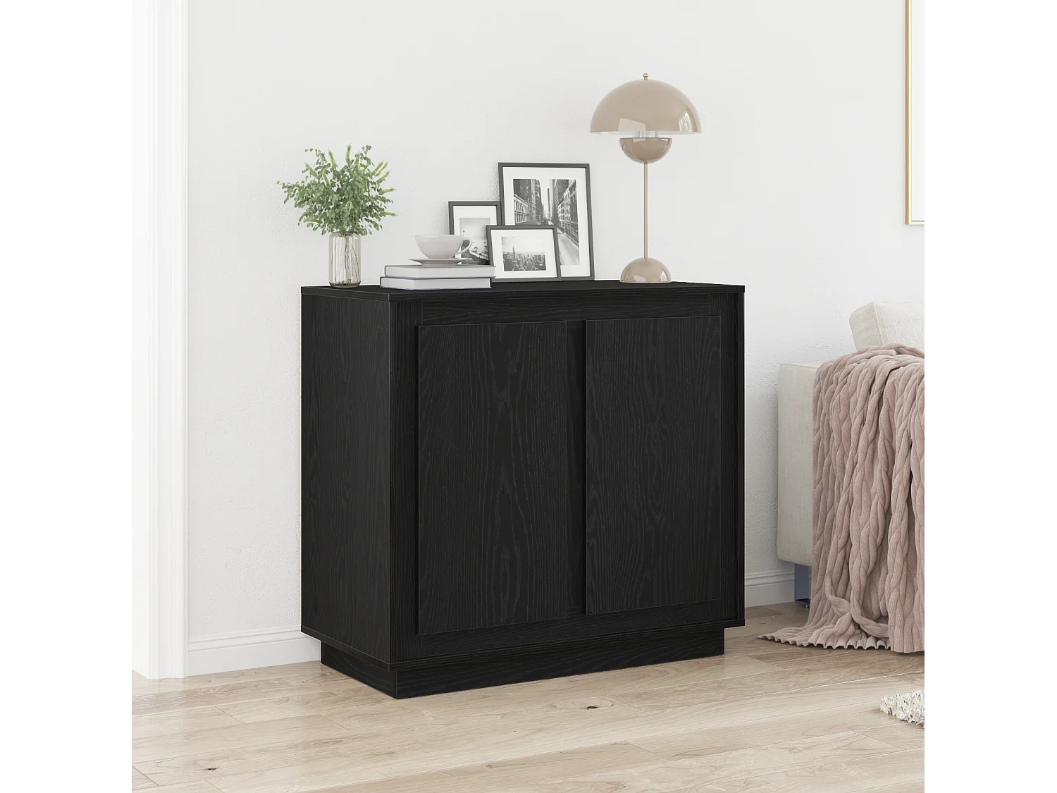 Buffet | Bahut | Meuble de rangement Noir Chêne 80x34x75 cm Bois d'ingénierie