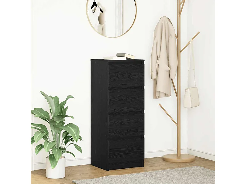 Credenza | Buffet | Armadio Rovere Nero 37,5x35x99 cm in Legno Multistrato