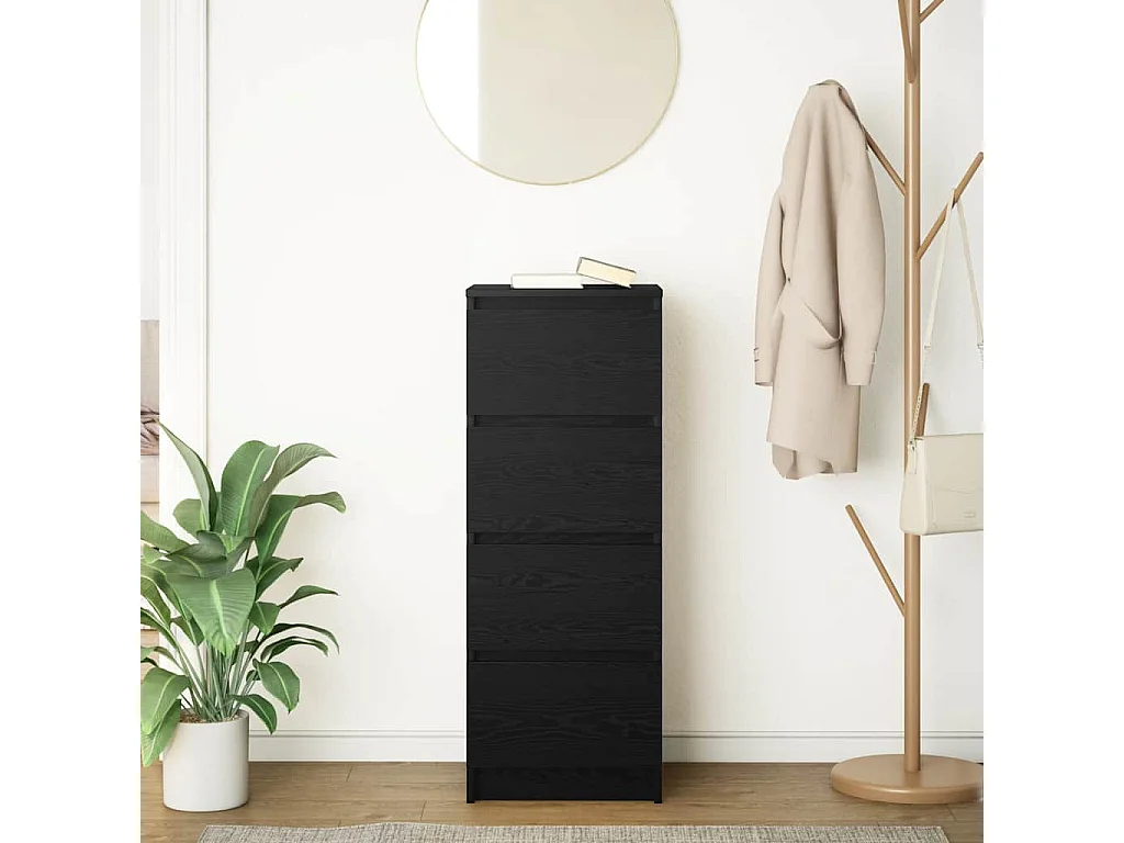 Buffet | Commode à tiroir | Meuble de rangement chêne noir 37,5x35x99 cm bois d'ingénierie