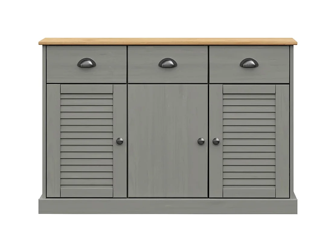 Credenza | Buffet | Armadio Cassetti VIGO 113x40x75 cm Legno Massello Pino Grigio