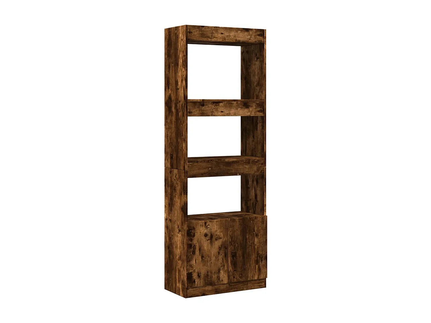 Buffet | Bahut | Meuble de rangement haut 63x33x180 cm chêne fumé bois d'ingénierie