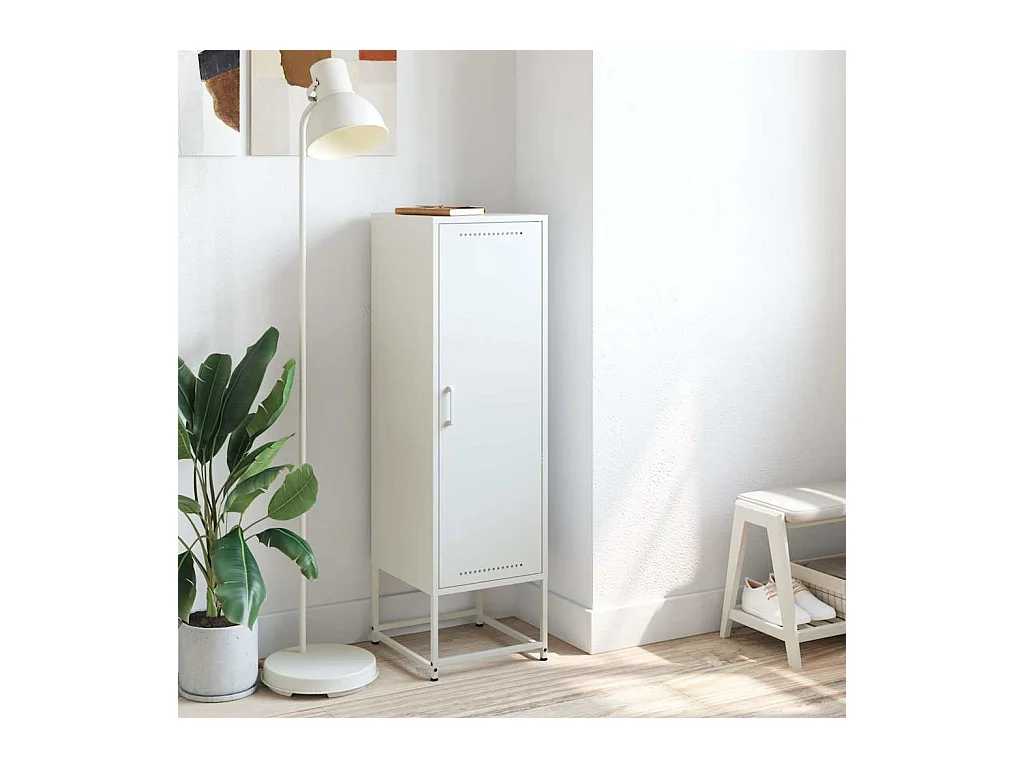 Buffet | Bahut | Meuble de rangement haut blanc 36x39x123 cm acier