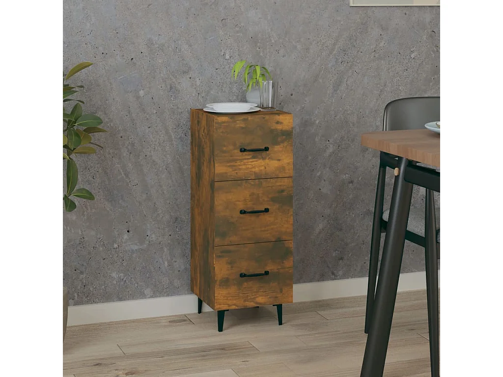 Buffet | Bahut | Meuble de rangement Chêne fumé 34,5x34x90 cm Bois d'ingénierie