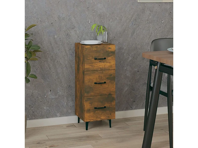 Buffet | Bahut | Meuble de rangement Chêne fumé 34,5x34x90 cm Bois d'ingénierie