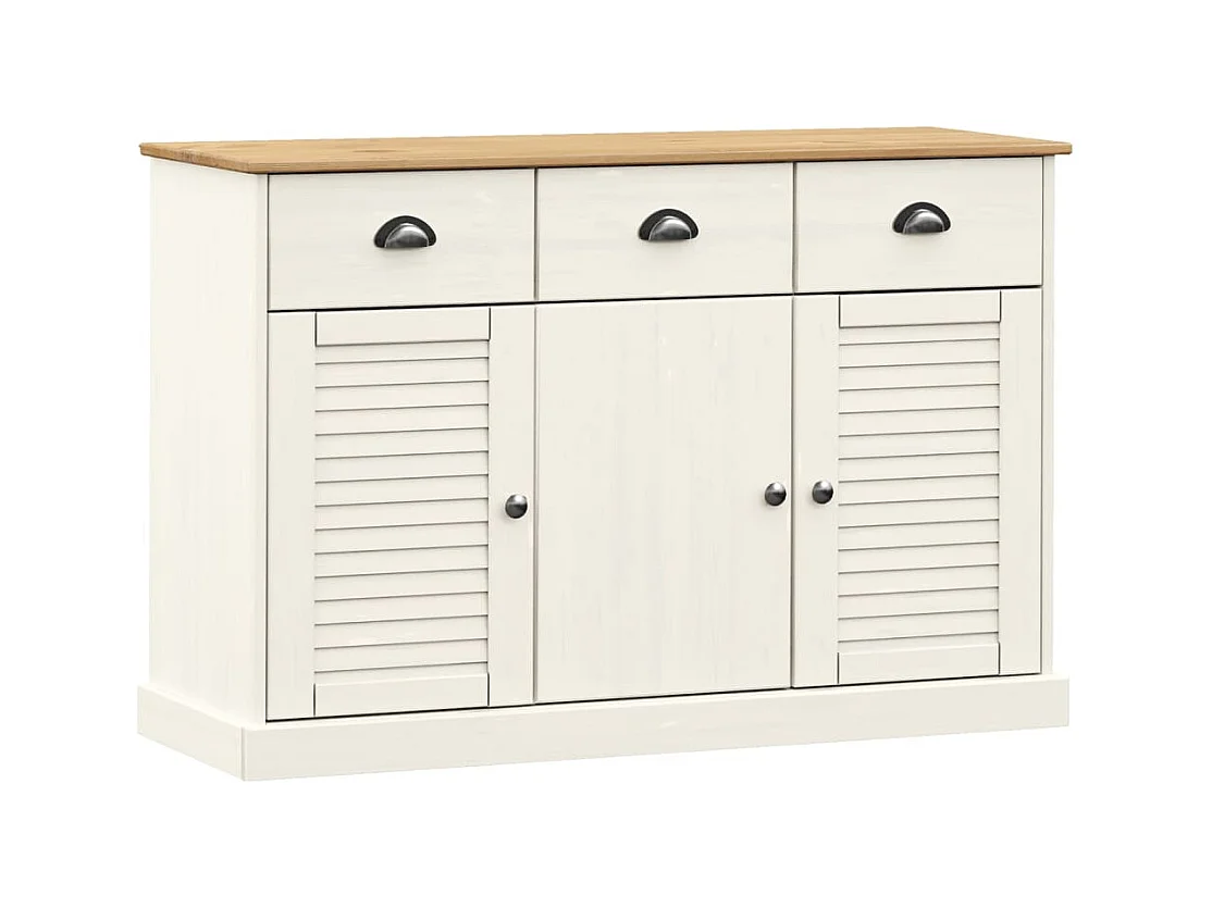 Buffet | Commode à tiroir | Meuble de rangement avec tiroirs VIGO 113x40x75 cm blanc bois massif de pin