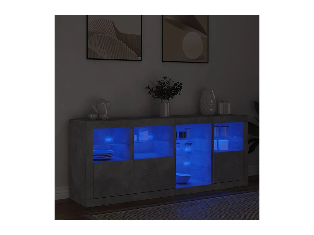 Buffet | Bahut | Meuble de rangement avec lumières LED gris béton 164x37x67 cm
