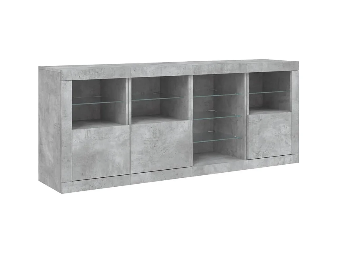 Buffet | Bahut | Meuble de rangement avec lumières LED gris béton 164x37x67 cm