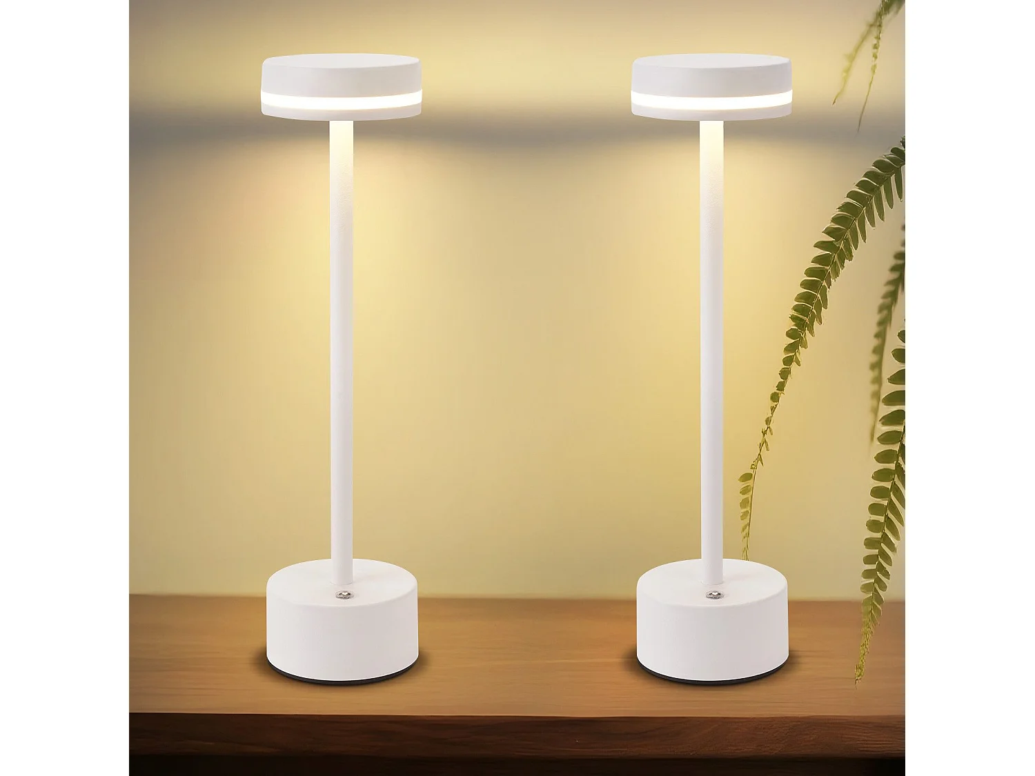 NETTLIFE Lampe de table led à piles, sans fil, à intensité variable, rechargeable par usb-c, tactile, pour chambre, salle à manger, (blanc, lot de 2)