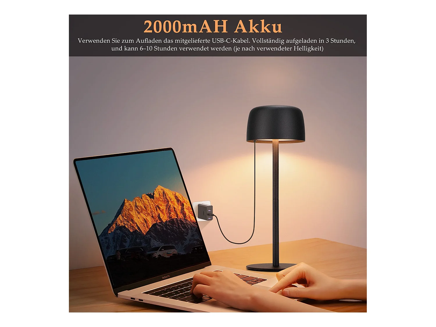 NETTLIFE 2-pack draadloze LED-tafellamp, traploos dimbare bedlamp met batterij