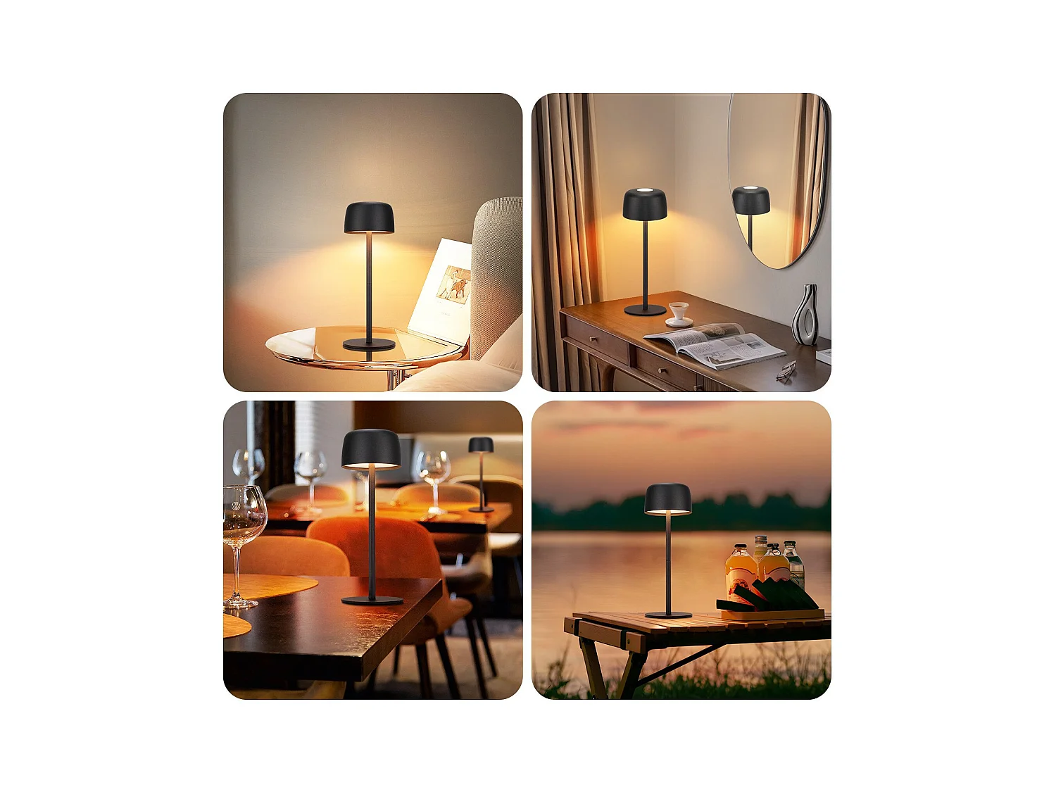 NETTLIFE 2-pack draadloze LED-tafellamp, traploos dimbare bedlamp met batterij