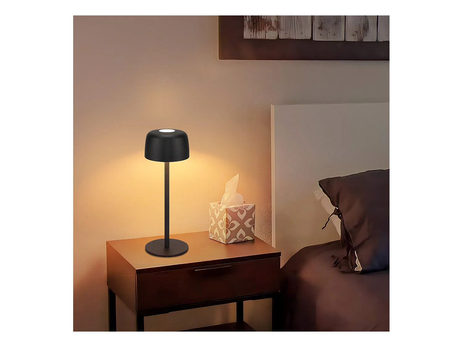 NETTLIFE 2-pack draadloze LED-tafellamp, traploos dimbare bedlamp met batterij