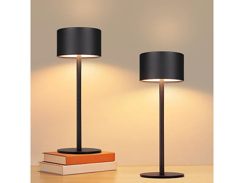 NETTLIFE Draadloze LED-tafellamp, 2-pack: dimbare touch-tafellamp met 3 kleurtemperaturen, in hoogte verstelbaar, USB