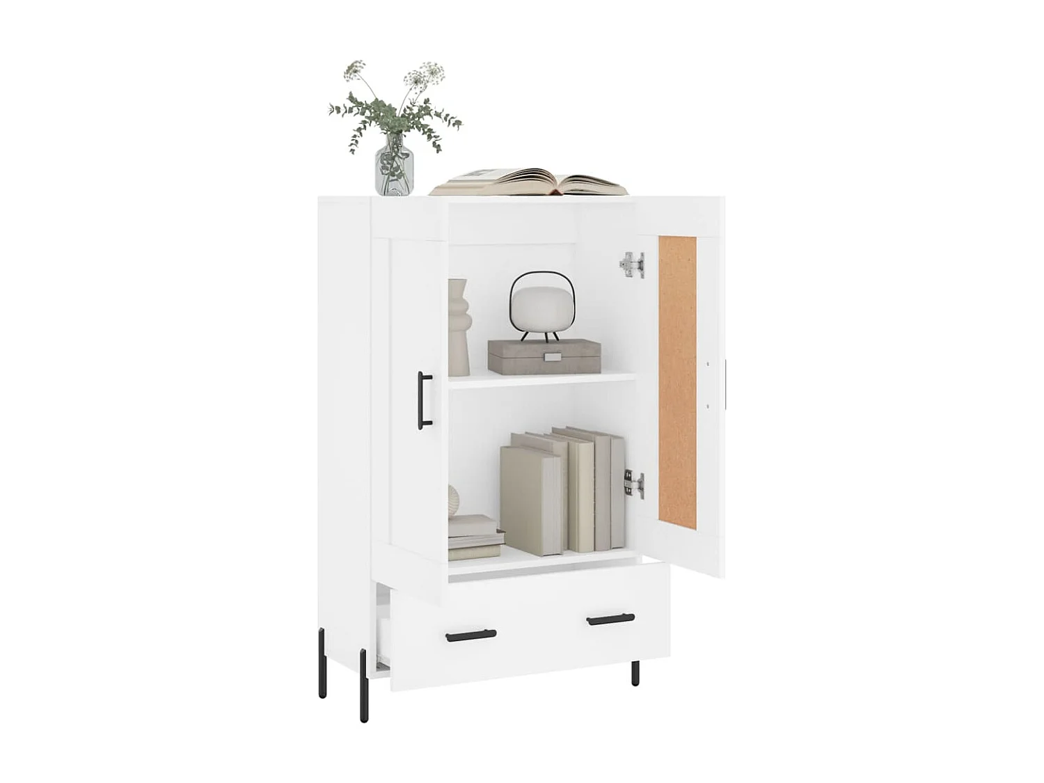 Buffet | Bahut | Meuble de rangement haut blanc 69,5x31x115 cm bois d'ingénierie
