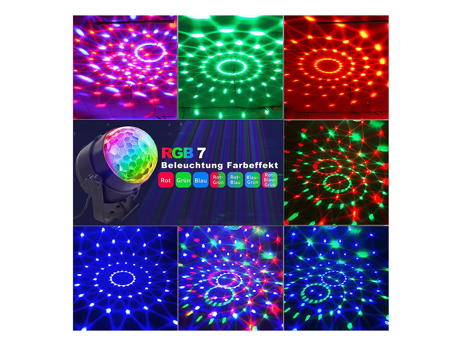 NETTLIFE discobal led discolicht feestverlichting - discobal muziekbediening met usb discolichtbal muziek met kabel thuisfeest 7 rgb