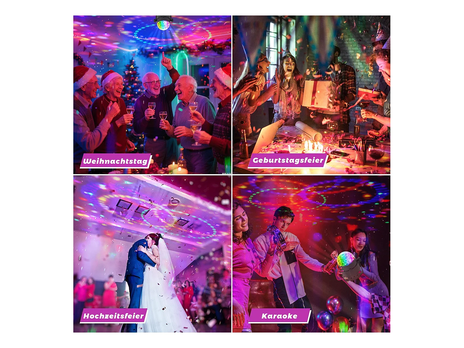 NETTLIFE discobal led discolicht feestverlichting - discobal muziekbediening met usb discolichtbal muziek met kabel thuisfeest 7 rgb