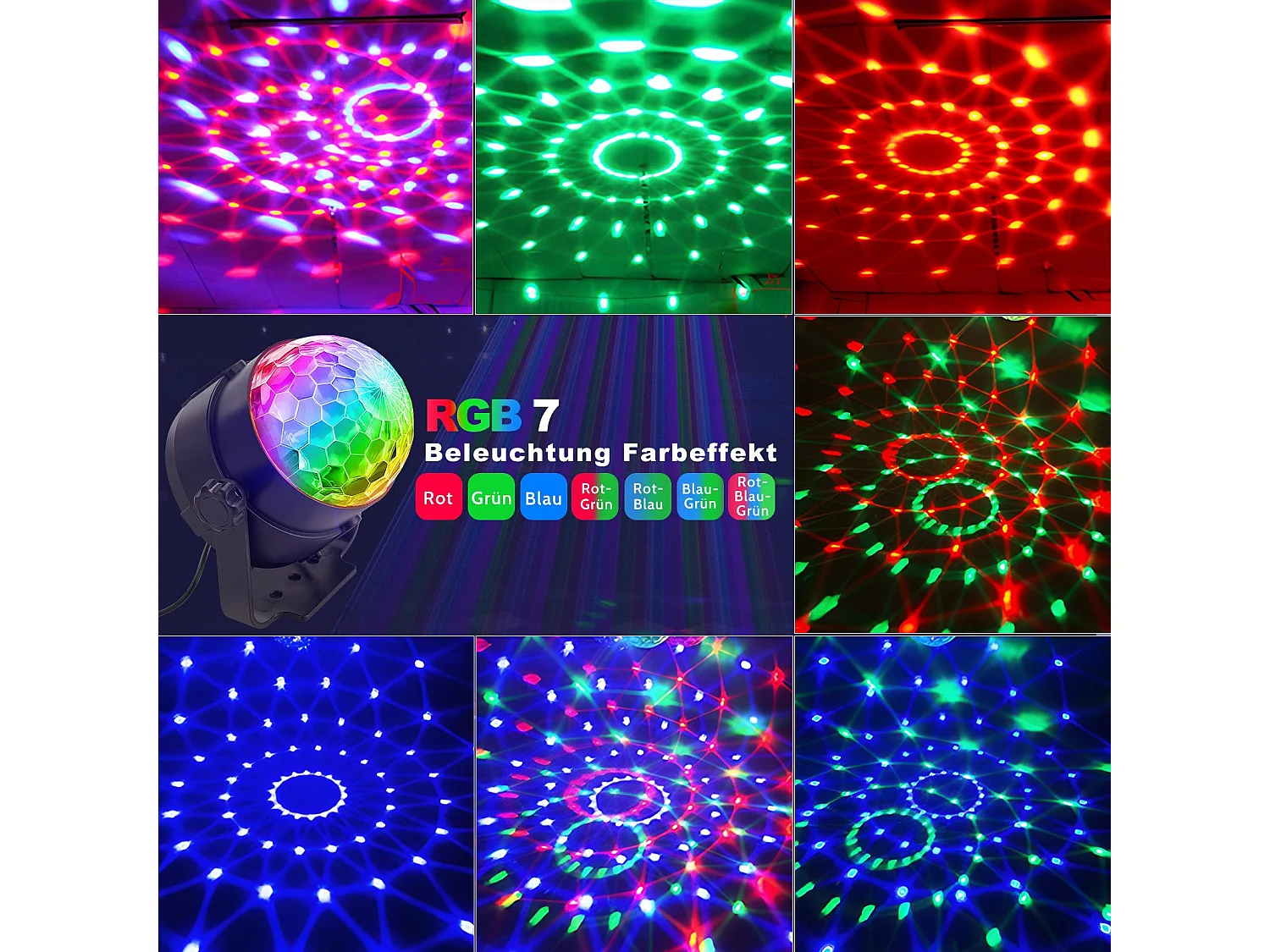 NETTLIFE boule disco led disco light party light - boule disco music control avec usb disco light ball music avec câble fête à la maison  7 rgb
