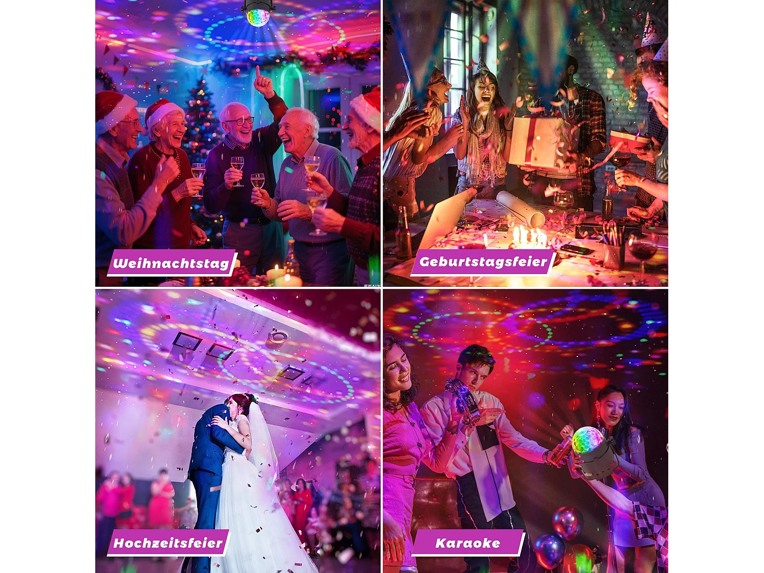 NETTLIFE boule disco led disco light party light - boule disco music control avec usb disco light ball music avec câble fête à la maison  7 rgb