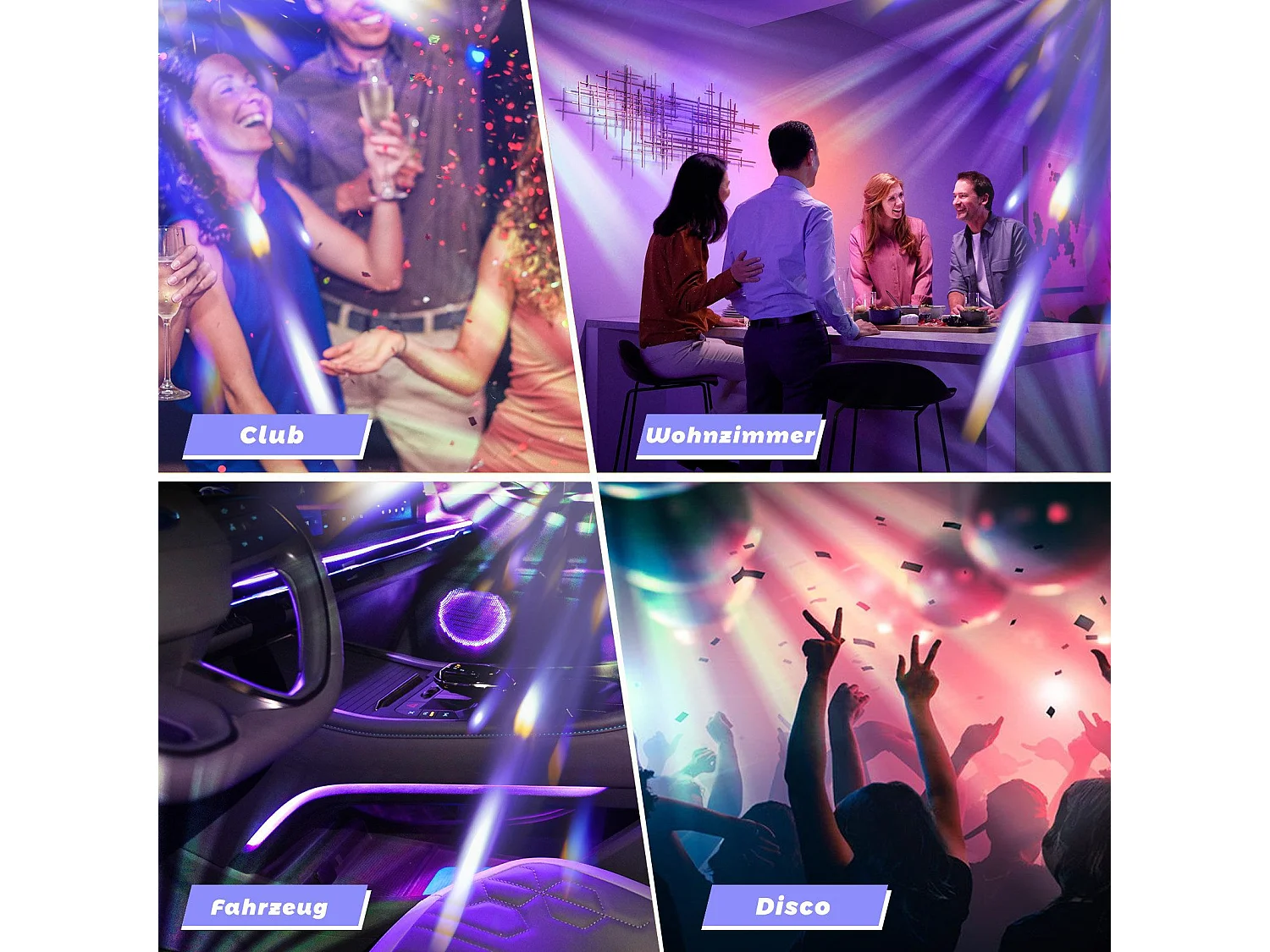 NETTLIFE boule disco led disco light party light - boule disco music control avec usb disco light ball music avec câble fête à la maison  7 rgb